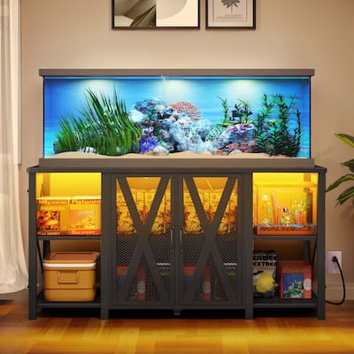 Aquarium Stand Fish Tank Stand For 75-120 Gallon Aquarium Tank with LED Light