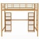 preview thumbnail 8 of 15, Full Size Metal Loft Bed with Built-in Desk and Shelves, Practical Storage Kids Teens Bed Frame