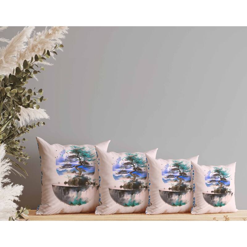 Blossom Bliss Bodhi Faux Suede Reversible Throw Pillow Pink and Blue