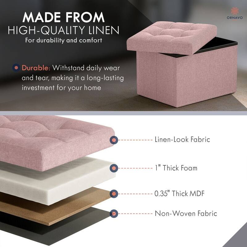2 Pack Small Rectangle Foldable Storage Ottoman