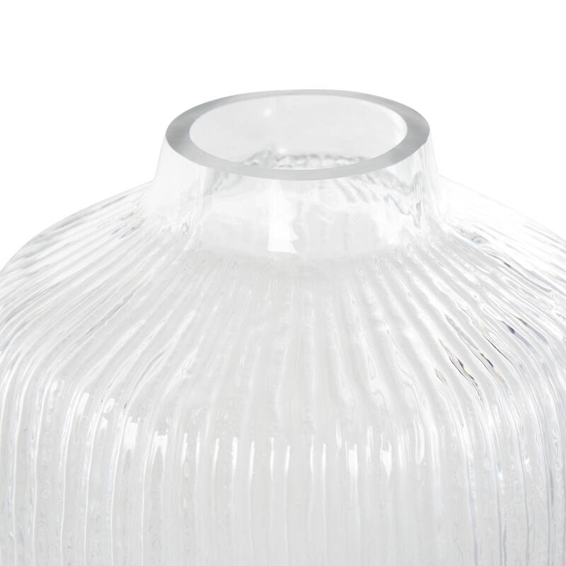 Glass Ribbed Fluted Vase - Clear - Roche River Decor
