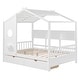 preview thumbnail 6 of 7, Wooden Full Size Kids Bed with Storage Shelf House Bed with 2 Drawers, White