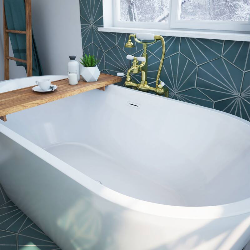 DreamLine Havana 67 in. L x 23 in. H White Acrylic Freestanding Bathtub