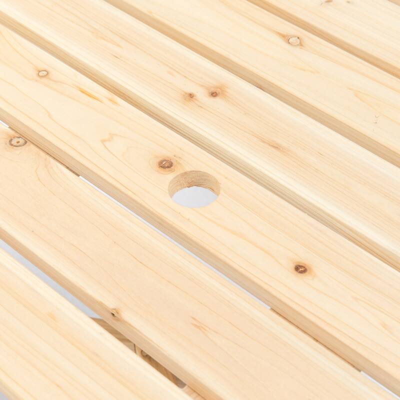 Wooden Outdoor Round Picnic Table w/ Integrated Bench Seats