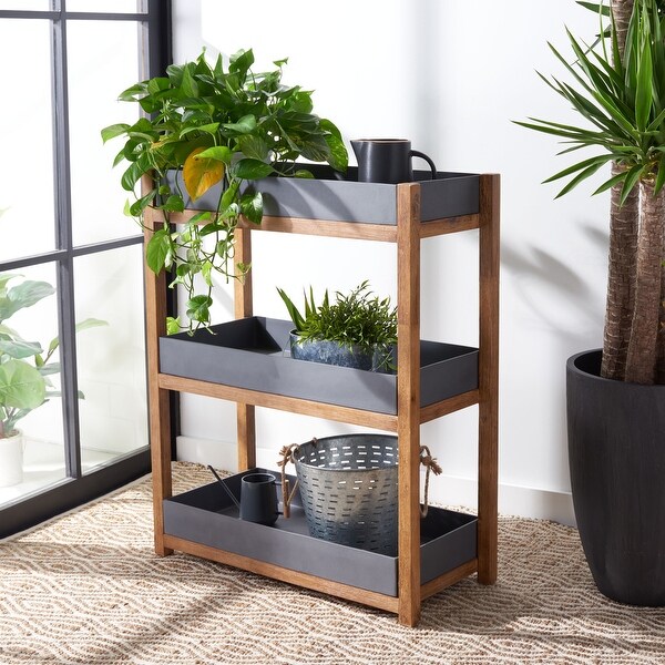 SAFAVIEH Outdoor Living Semli 3-Tier Shelf - 31.4" W x 13.7" L x 38.5" H. Opens flyout.