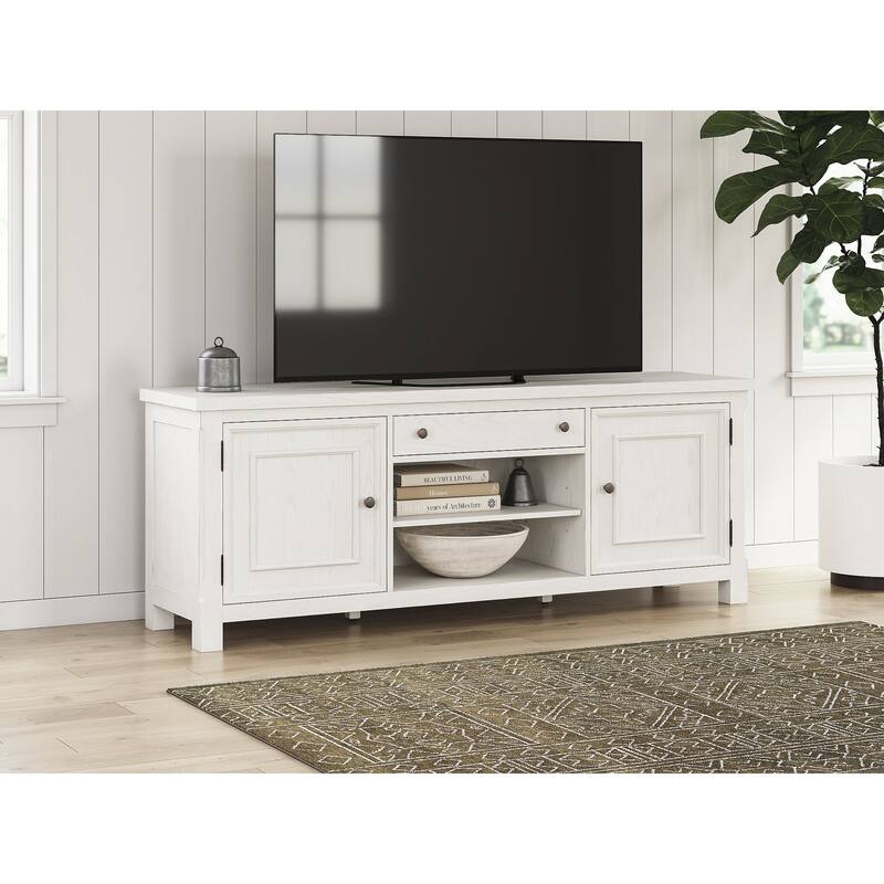 Signature Design by Ashley Robbinsdale Antique White 72" TV Stand for TVs up to 82" - 72"W x 18"D x 27"H