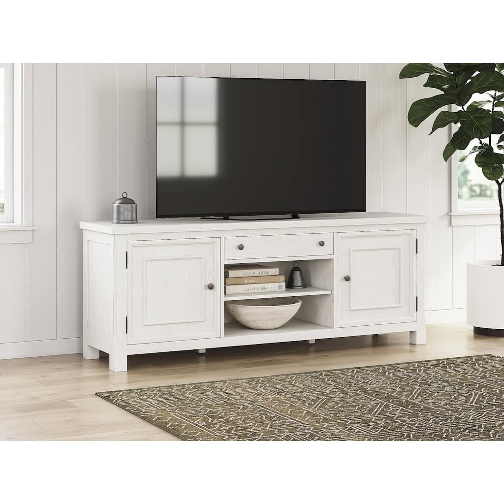 Signature Design by Ashley Robbinsdale Antique White 72" TV Stand for TVs up to 82" - 72"W x 18"D x 27"H