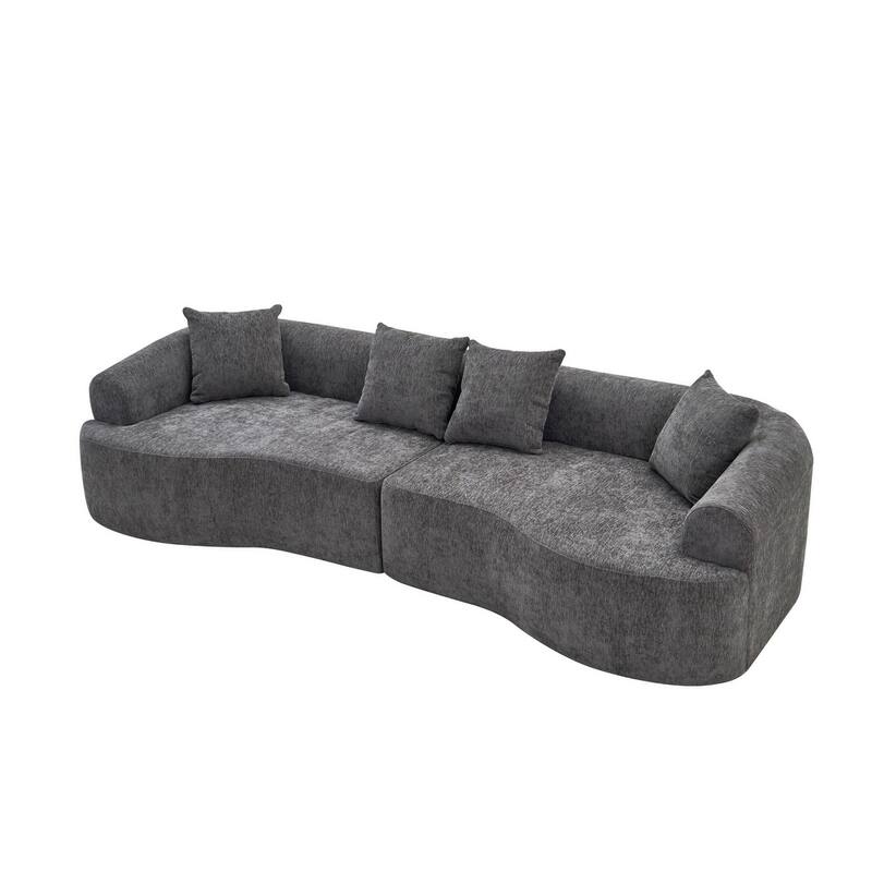 106.29" Curved Chenille Sectional Sofa, No Assembly Required