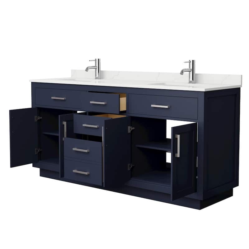 Beckett TK 72-inch Double Vanity, Single Hole Quartz Top