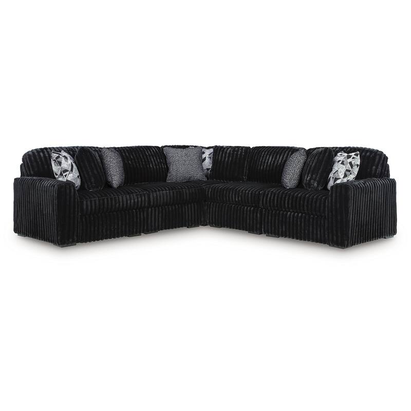 Signature Design by Ashley Midnight-Madness Black 5-Piece Sectional - 122" W x 122" D x 40" H