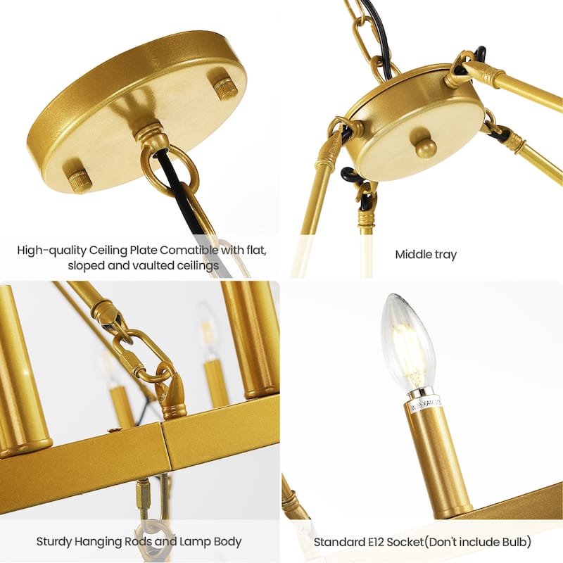 47.2'' 36-Lights Candle Dimmable Two Tiers Wagon Wheel Chandelier Ceiling Pendant Light