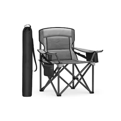 Lumbar Support Folding Camping Chair with High Backrest and Cup Holders Included Carry Bag - 24.8"D x 37.4"W x 39.2"H