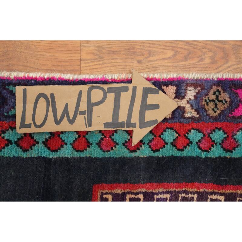 Hand Knotted Oriental 100% Wool Carpet Traditional Tribal Navy Blue & Blues Ardebil Runner Rug - 10' 0'' X 3' 2''