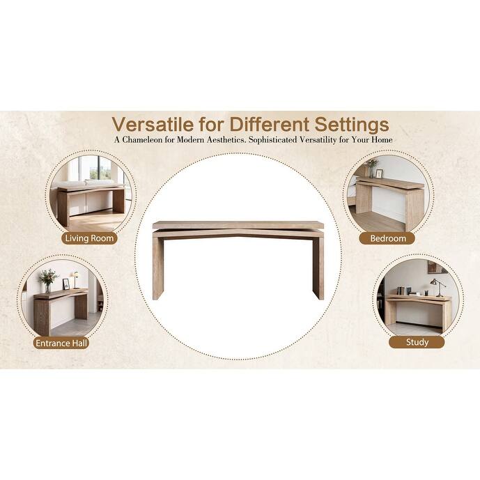 Rustic 65" Solid Wood Console Table for Farmhouse Entryway Living Room or Hallway Display Storage