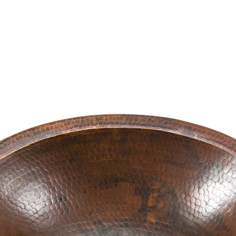 17-in Oval Under Counter Hammered Copper Bathroom Sink (LO17FDB)