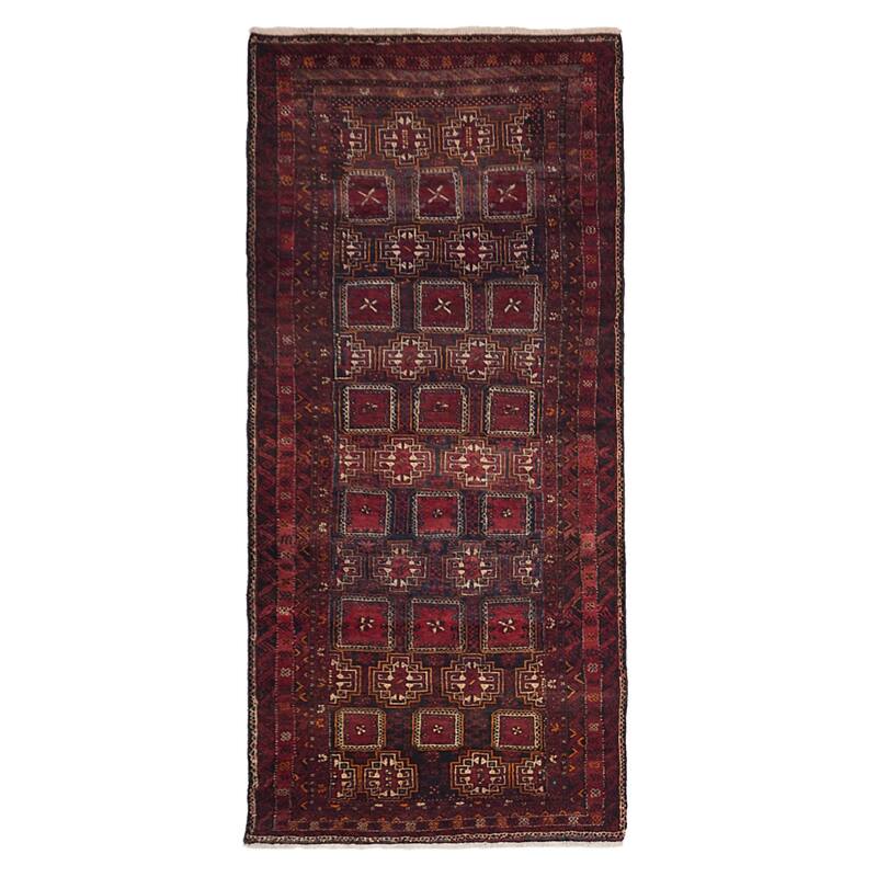 ECARPETGALLERY Hand-knotted Baluch Red Wool Rug - 4'0 x 8'7