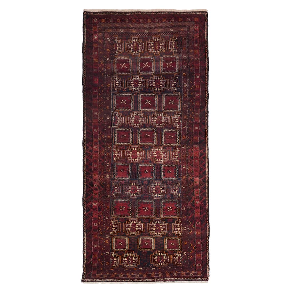 ECARPETGALLERY Hand-knotted Baluch Red Wool Rug - 4'0 x 8'7