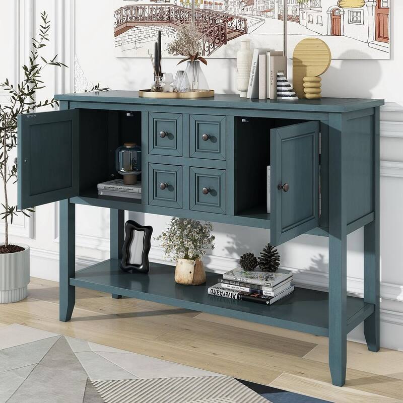 Elegant Storage Dresser with 4 Small Drawers and Bottom Shelf for Bedroom