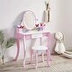 preview thumbnail 2 of 8, Kids Vanity Makeup dresser set with 360 Mirror Drawer Dressing Table Stool Girl - 11.6*39.3*26.7