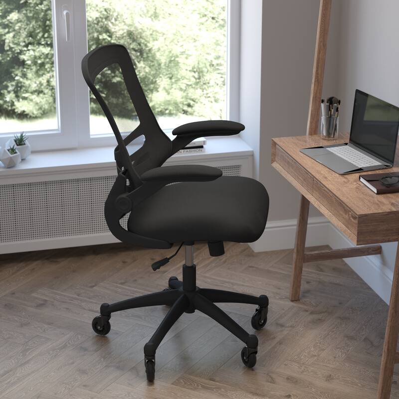 Ergonomic Swivel Task Chair with Roller Wheels & Flip Up Arms