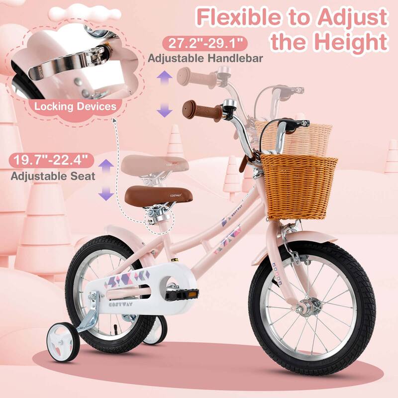 Costway 12"/14"/16"/18" Kids Bike with Height Adjustable Handlebar - See Details