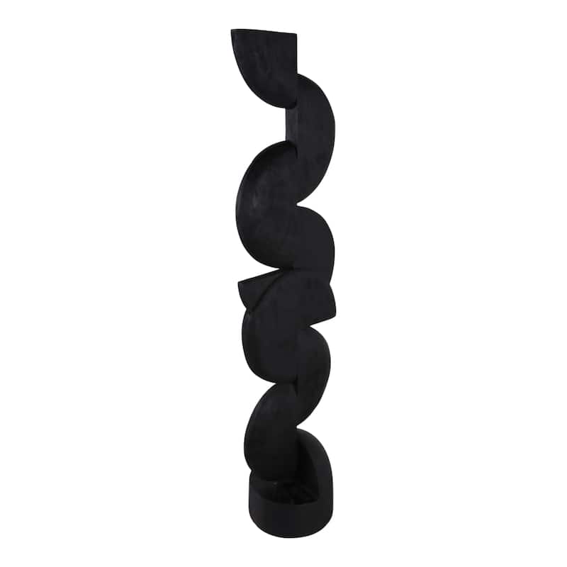 Wood Sculpture Modern Geometric Design for Home Decor - 58" Black - 13.5" x 10.5" x 57.5"