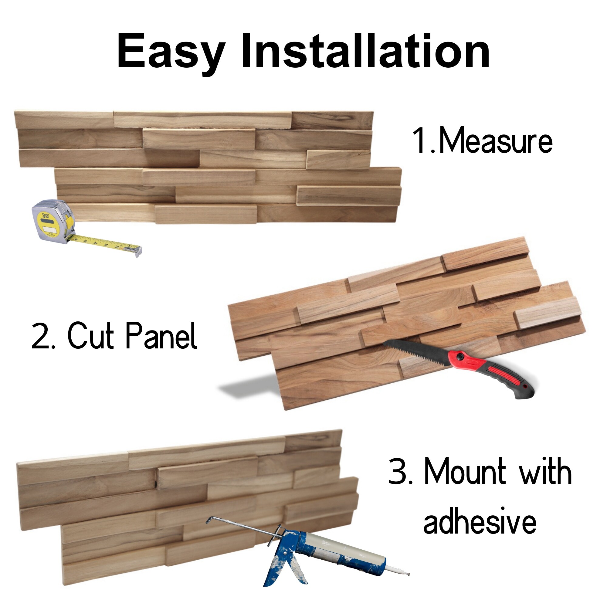 Wall!Supply 0.79 in. x 7.09 in. x 19.49 in UltraWood Teak