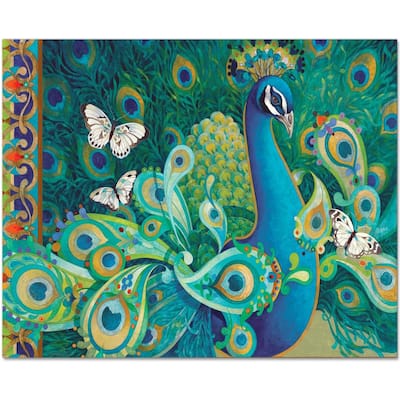 CounterArt Paisley Peacock 3mm Heat Tolerant Tempered Glass Cutting Board 15" x 12" Made in the USA Dishwasher Safe