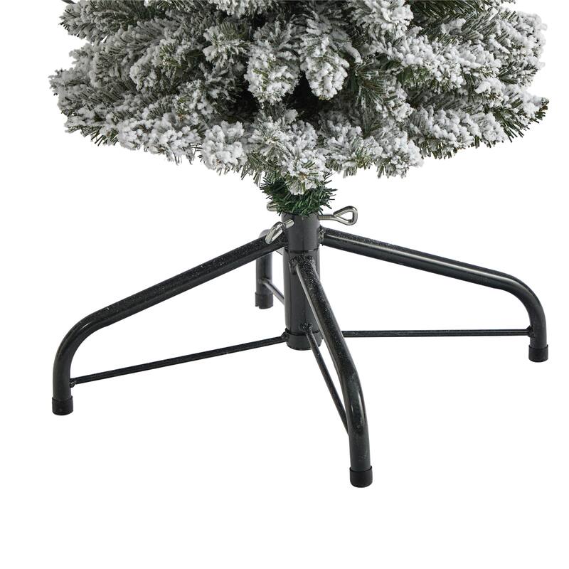4' Flocked Pencil Christmas Tree with 100 Clear Lights - Green
