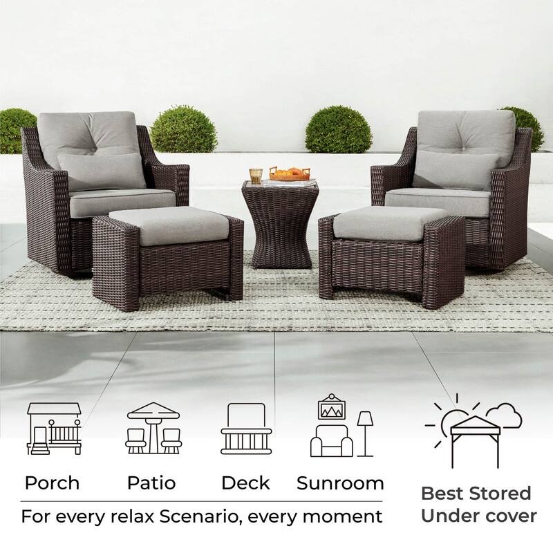 Murphy Outdoor Wicker Patio Furniture Swivel Glider Chair