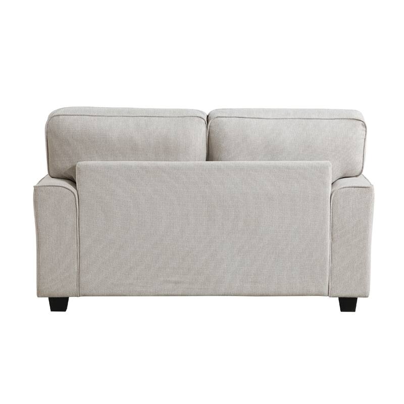 Brady Loveseat with 4 Pillows, Sand Brown Chenille, Nailhead, 66 Inch