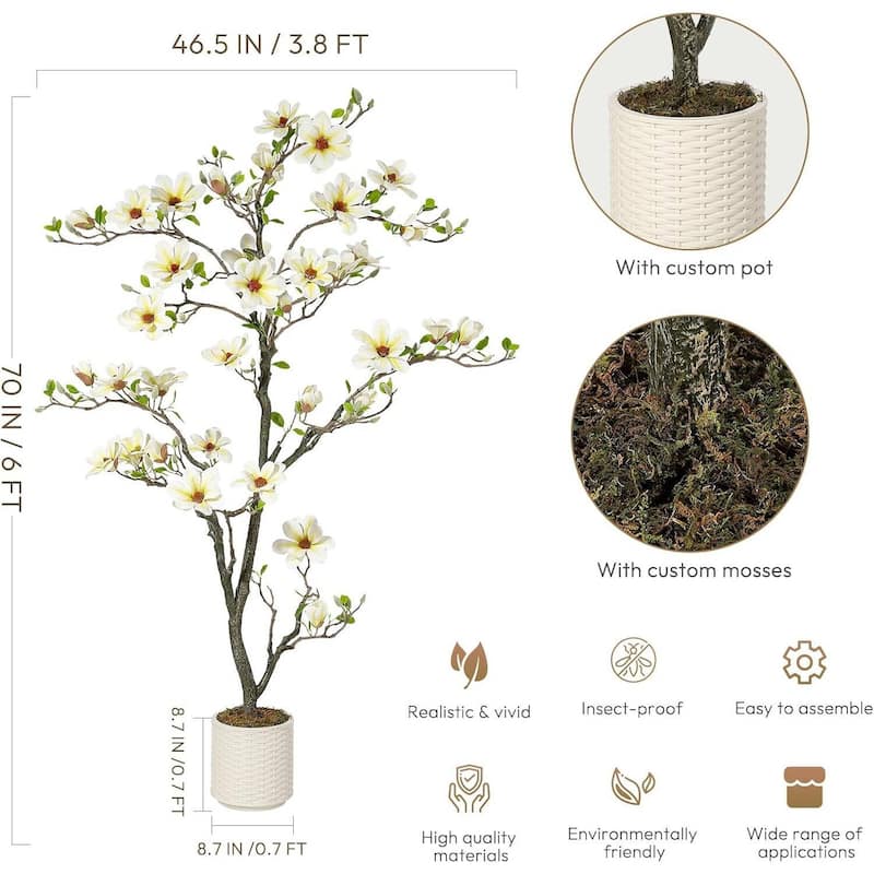 Faux Artificial Flower Tree, Magnolia Plants for Home Decor