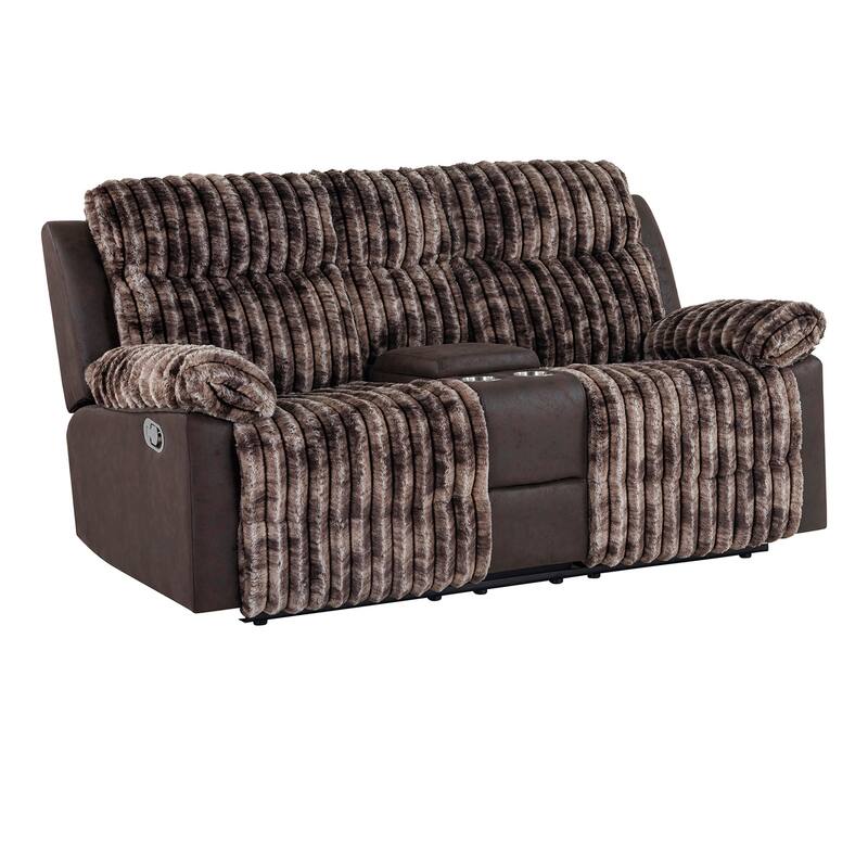 Brown Console Reclining Loveseat - Brown