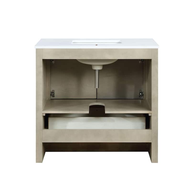 Lafarre 30 in W x 20 in D Rustic Acacia Bath Vanity and White Quartz Top