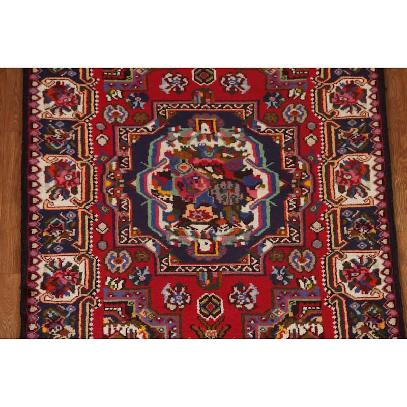 Hand Knotted Oriental 100% Wool Carpet Traditional Medallion Red Bakhtiari Area Rug - 4' 10'' X 3' 8''