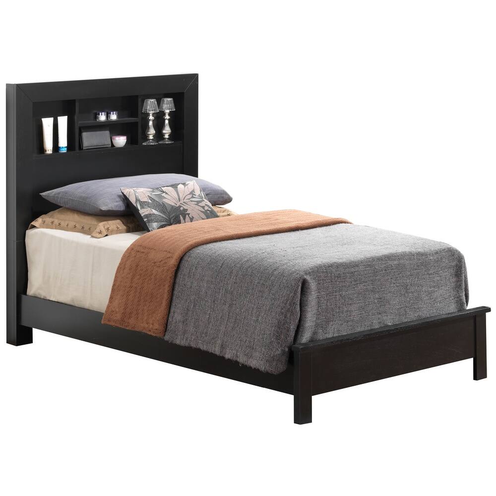 Twin Size Transitional Panel Bed with Sturdy Particle Board Construction and Easy Assembly
