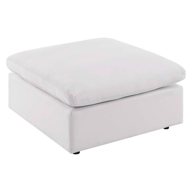 Commix Overstuffed Outdoor Patio Ottoman - White