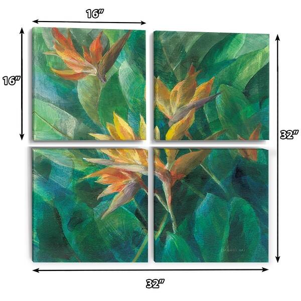 Designart "RW Bird of Paradise II" Tropical Canvas Wall Art Print - Bed ...