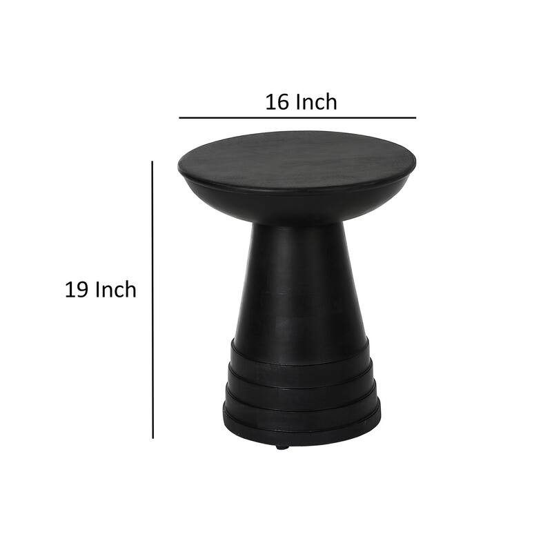 16 in. Black Round Wood End Table with Pedestal Base