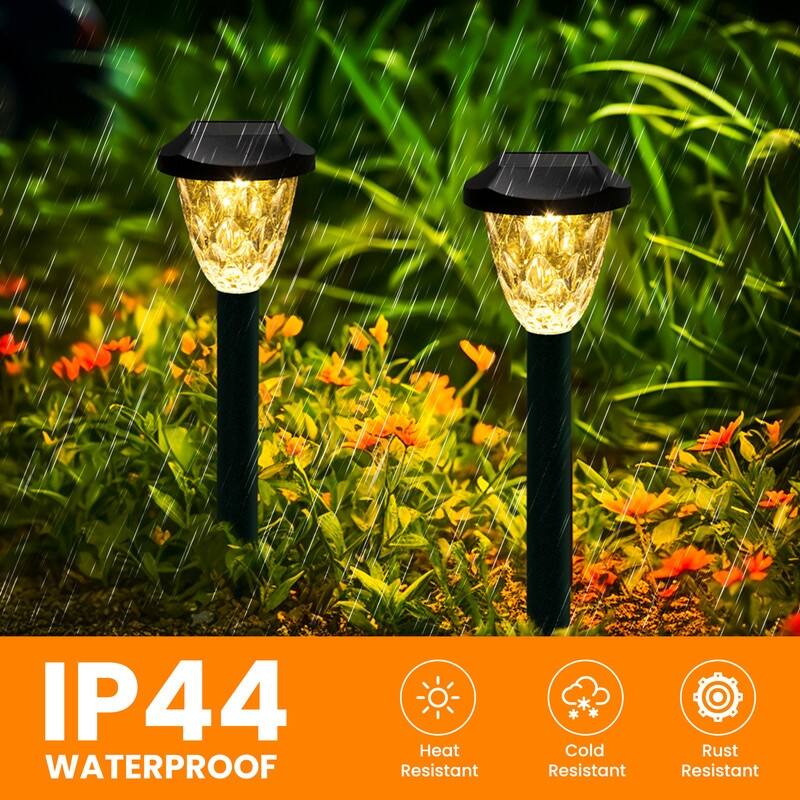 Solar Pathway Lights, Waterproof Auto On/Off Outdoor Solar Lights for Garden, Warm White