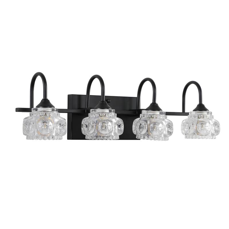 Patterned Glass Bathroom Vanity Light 3/4/5-Light Black - 4-Light