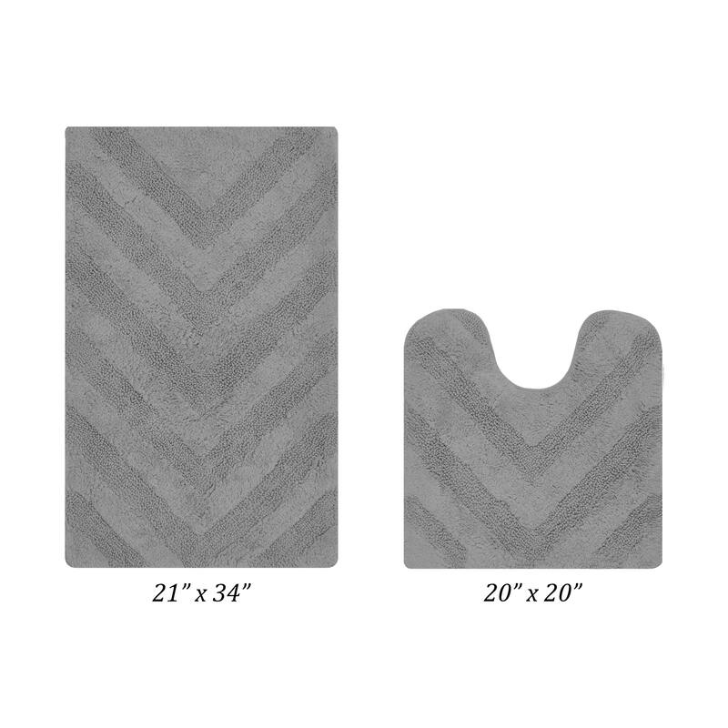 Better Trends Bathroom Rug Set 100% Cotton Tufted Water Absorbent Bath Rug for Shower, Sink Mats Machine Wash Hugo Collection