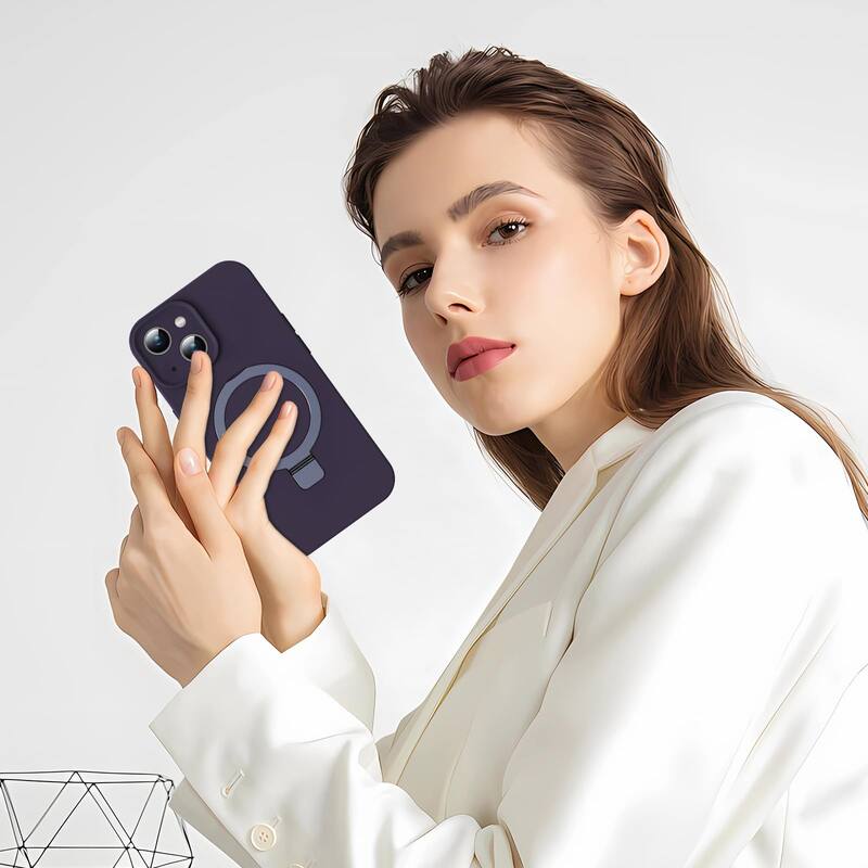 iPhone 15 Case, Liquid Silicone Moisturizing Factor Extreme Soft Slim Phone Case with Stand Compatible with MagSafe 6.1 inch