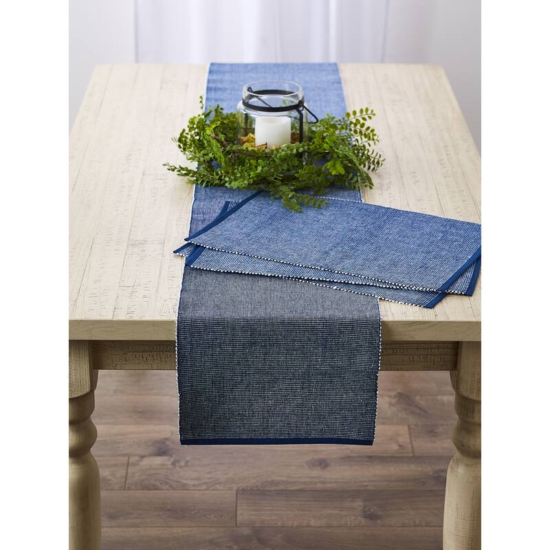 DII Black & White 2-Tone Ribbed Table Runner