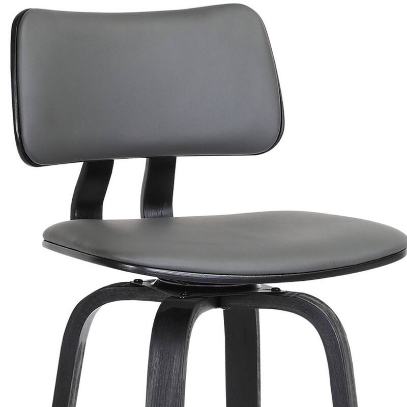 Faux Leather Armless Counter Height Bar Chair with Wood Frame, Swivel and Footrest