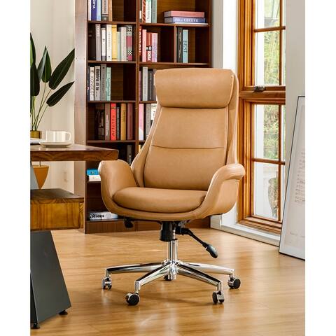 Glitzhome 48-inch Mid-century Adjustable Faux Leather Office Chair