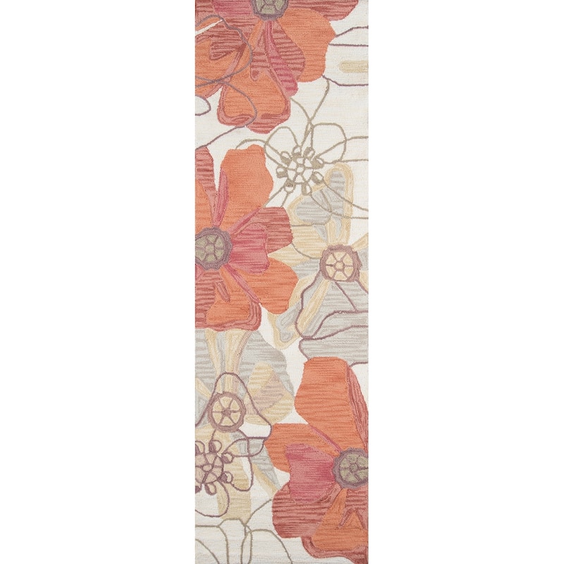 Momeni Summit Sand Abstract Floral Hand-hooked Area Rug - 2' 3" x 7' 6" - Runner