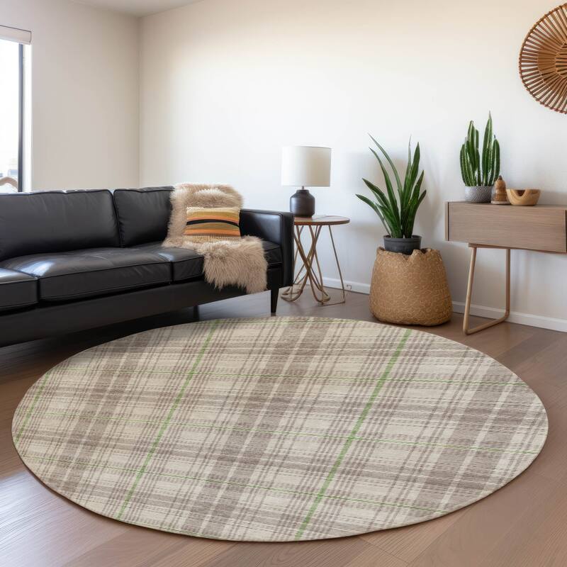 Premium Washable Super Soft Farmhouse Plaid Mayfield Rug - Beige - 8' x 8'