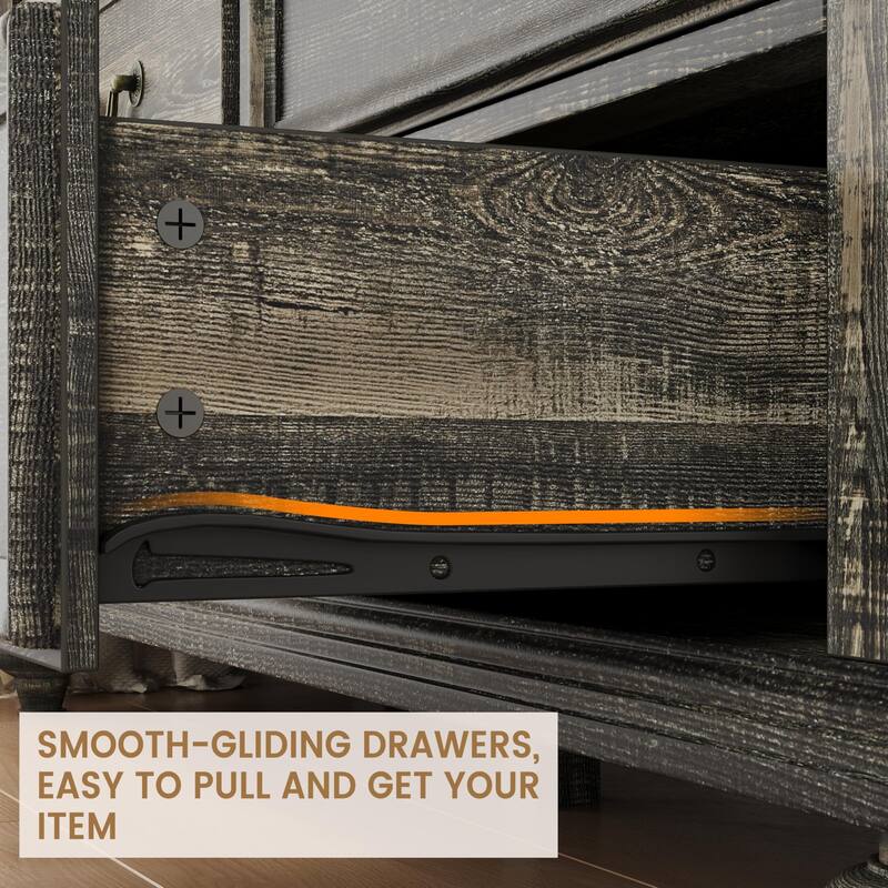 Farmhouse 9 Drawers Dresser for Bedroom, 47" Wide Wood Rustic Chest of 9 Drawers with Metal Handles, Vintage Design