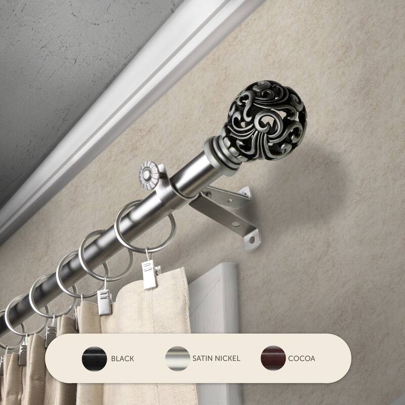 InStyleDesign Stella Adjustable Curtain Rod - 28 to 48 inches - Satin Nickel